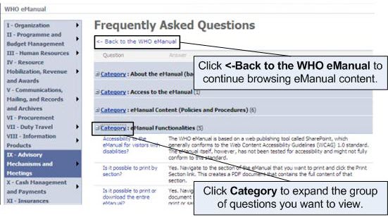 Frequently Asked Questions list